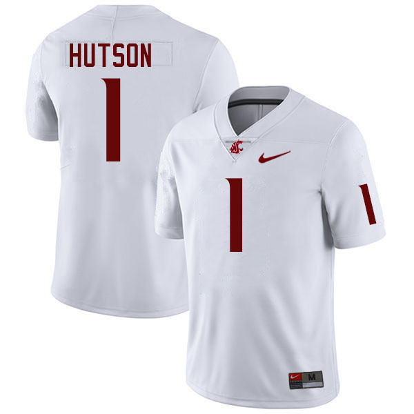 Men #1 Kris Hutson Washington State Cougars College Football Jerseys Stitched-White